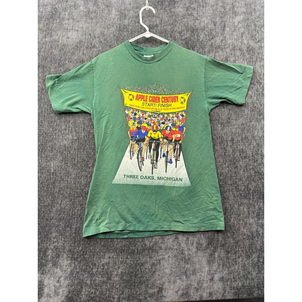 Apple Cider Century Bicycle Tour in Three Oaks Michigan T Shirt Men Medium Green